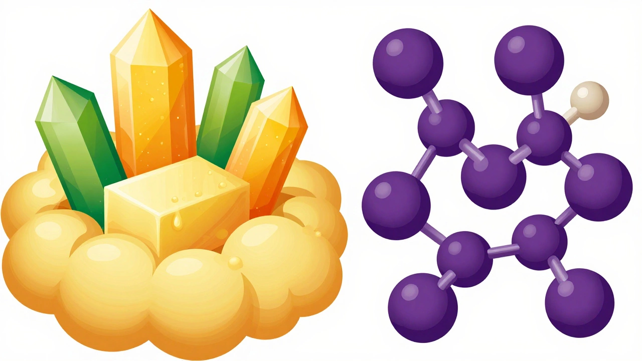 Abstract illustration showing the chemical interaction between wine acidity and cheese fats