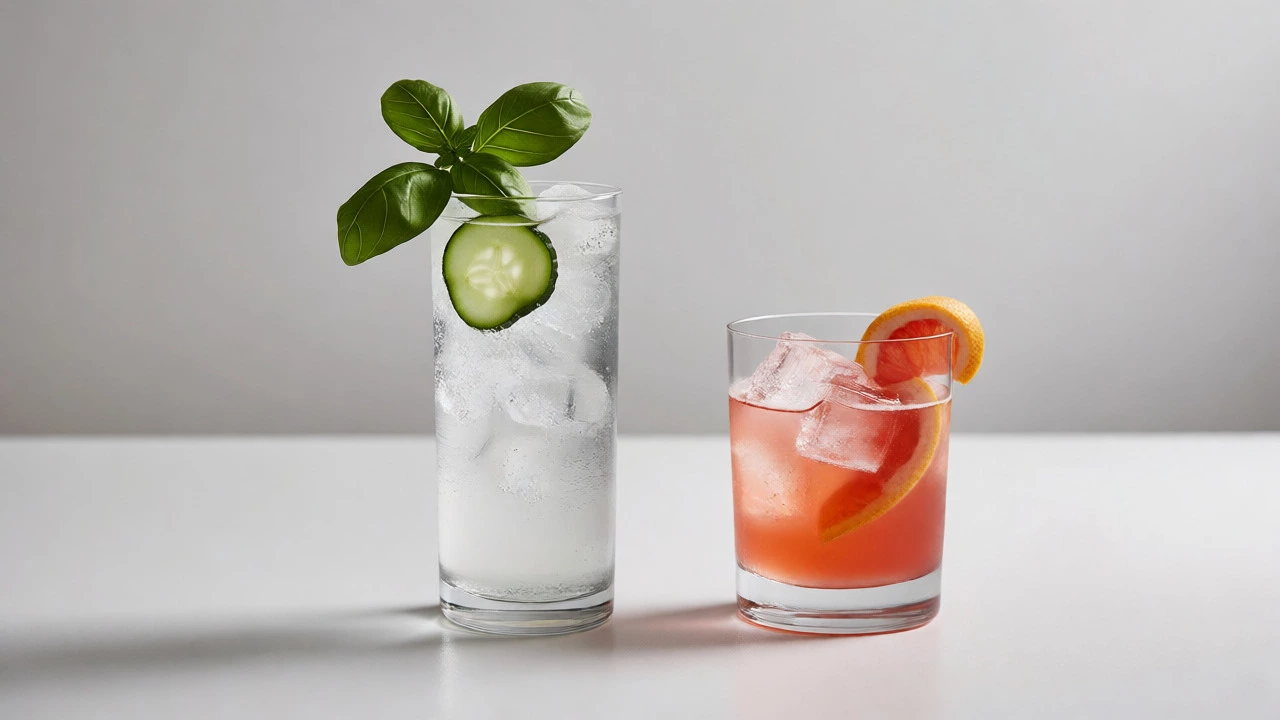 Customized Vodka Soda and sophisticated Mocktail on a white background